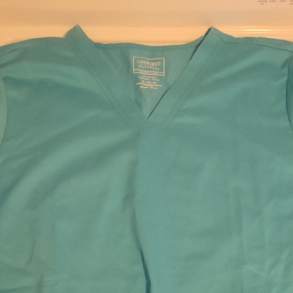 Cherokee Light Blue V-Neck Scrub Top